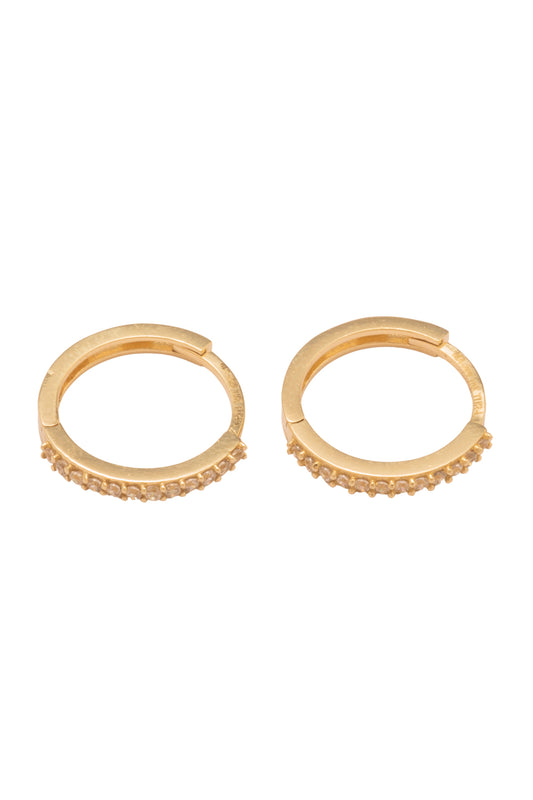 Huggie 10 kilates estilo sencillo, zirconia circular.