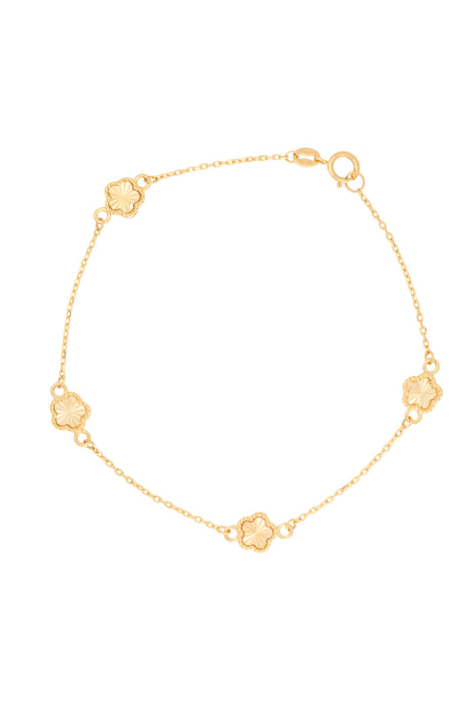 Pulsera 10 kilates flores diamantadas chicas.