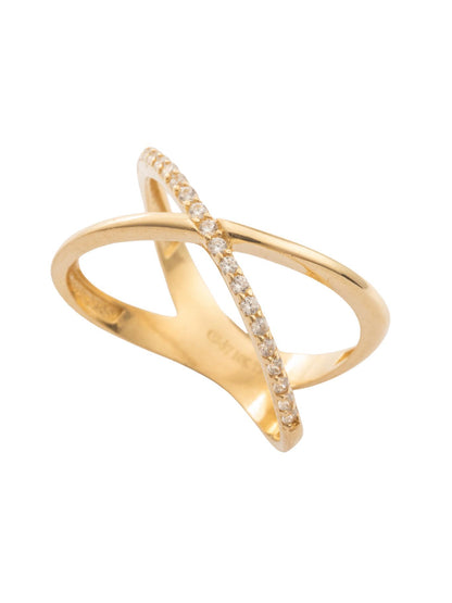 Anillo 10 kilates brazo doble en forma de X liso y zirconias.png