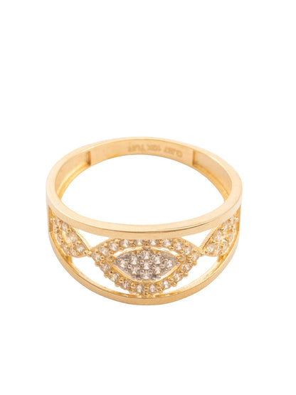 Anillo 10 kilates brazo doble y centro formas de ojos tupidos de zirconias.png