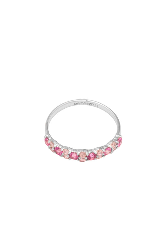Anillo 10 kilates estilo de churumbela, zirconias color rosa pastel en oro blanco..png