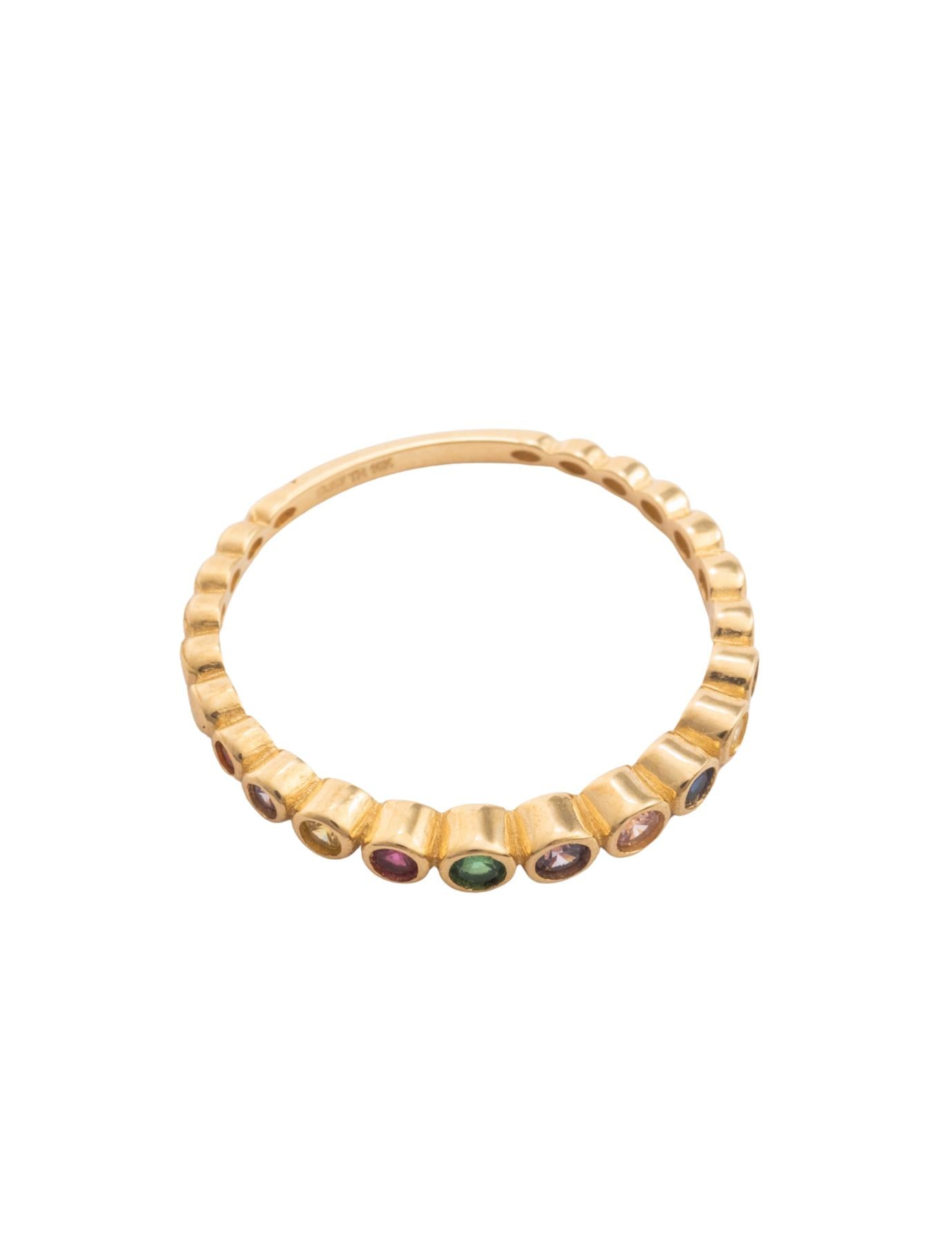 Anillo 10 kilates media churumbela rainbow zirconias biseladas y brazo bolitas lisas.png