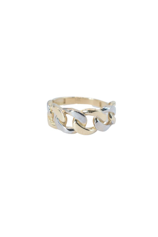 Anillo 14 kilates con eslabón tipo cadena cubana uno oro blanco y uno oro amarillo intercalados..png