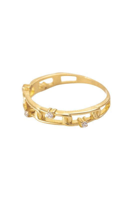 Anillo de oro solido de 10 kilates con 5 contorno de eslabón delgado y zirconia en cada uno.png