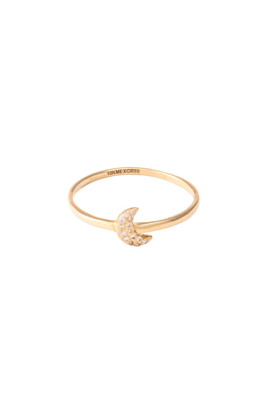 Anillo de oro sólido en 10 kilates con dije de luna tupida de zirconias..png
