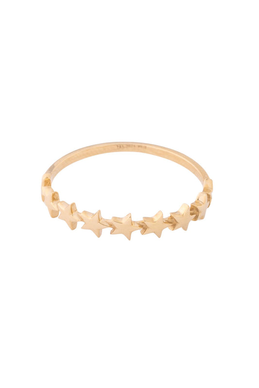Anillo de oro solido en 10 kilates con estrellas lisas pequeñas en el centro .png