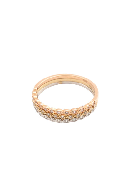 Anillo de oro sólido en 10 kilates con forma de churumbela triple en oro florentino..png