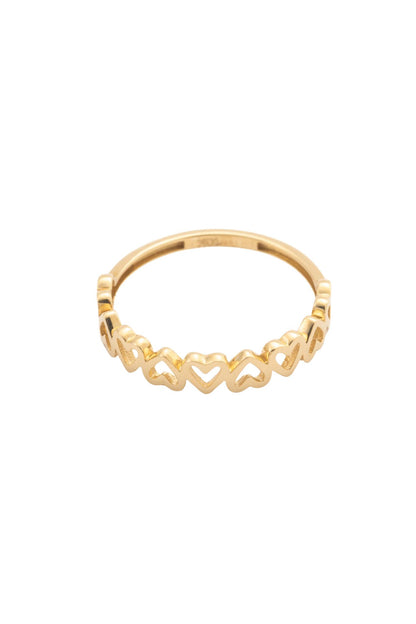 Anillo de oro sólido en 10 kilates con forma de corazones intercalados huecos, arriba y abajo..png