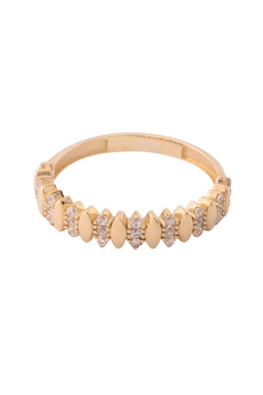Anillo de oro solido en 10 kilates con ovalos lisos y ovalos de zirconia entrelazados .png