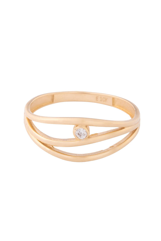 Anillo de oro solido en 10 kilates con un estilo de onda y en el centro un punto de zirconia.png