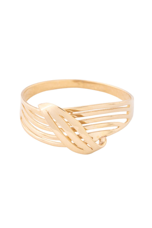 Anillo de oro solido en 10 kilates con una forma de entrelazado liso y hueco .png