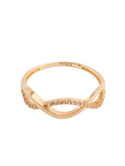 Anillo de oro sólido en 14 kilates con ondas en infinito liso y zirconias..png