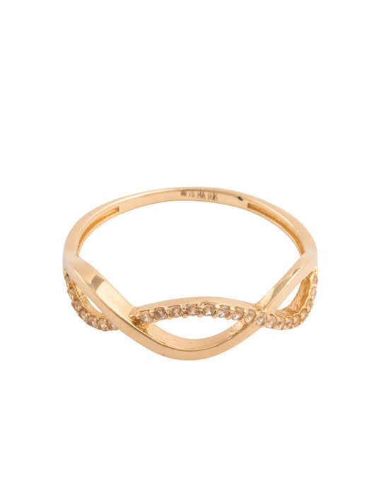 Anillo de oro sólido en 14 kilates con ondas en infinito liso y zirconias..png