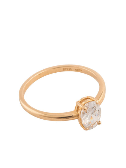 Anillo de oro sólido en 14 kilates con zirconia oval blanca..png