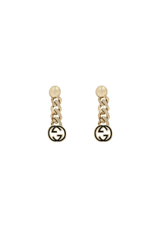 Arete 10 kilates bolita lisa con cadena y dije GG negro..png