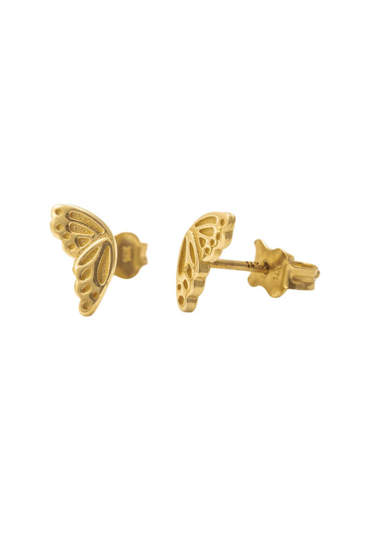 Arete de oro solido de 10 kilates con forma de ala de mariposa.png