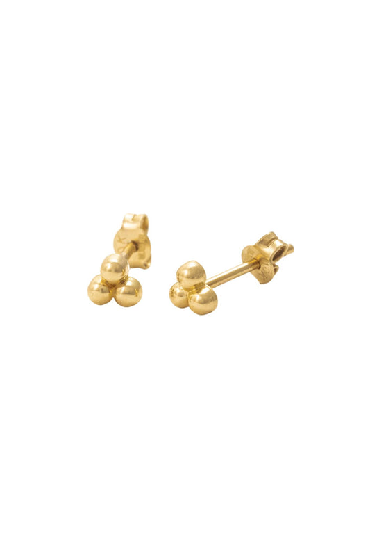 Arete de oro solido de 10 kilates con tres puntos .png