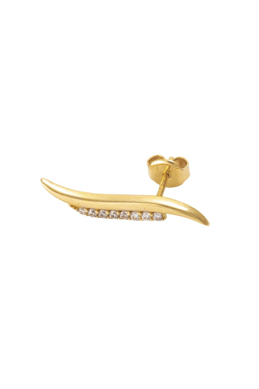 Arete de oro solido de 10 kilates con un contorno curviado dorado y por debajo un contorno de zirconia.png