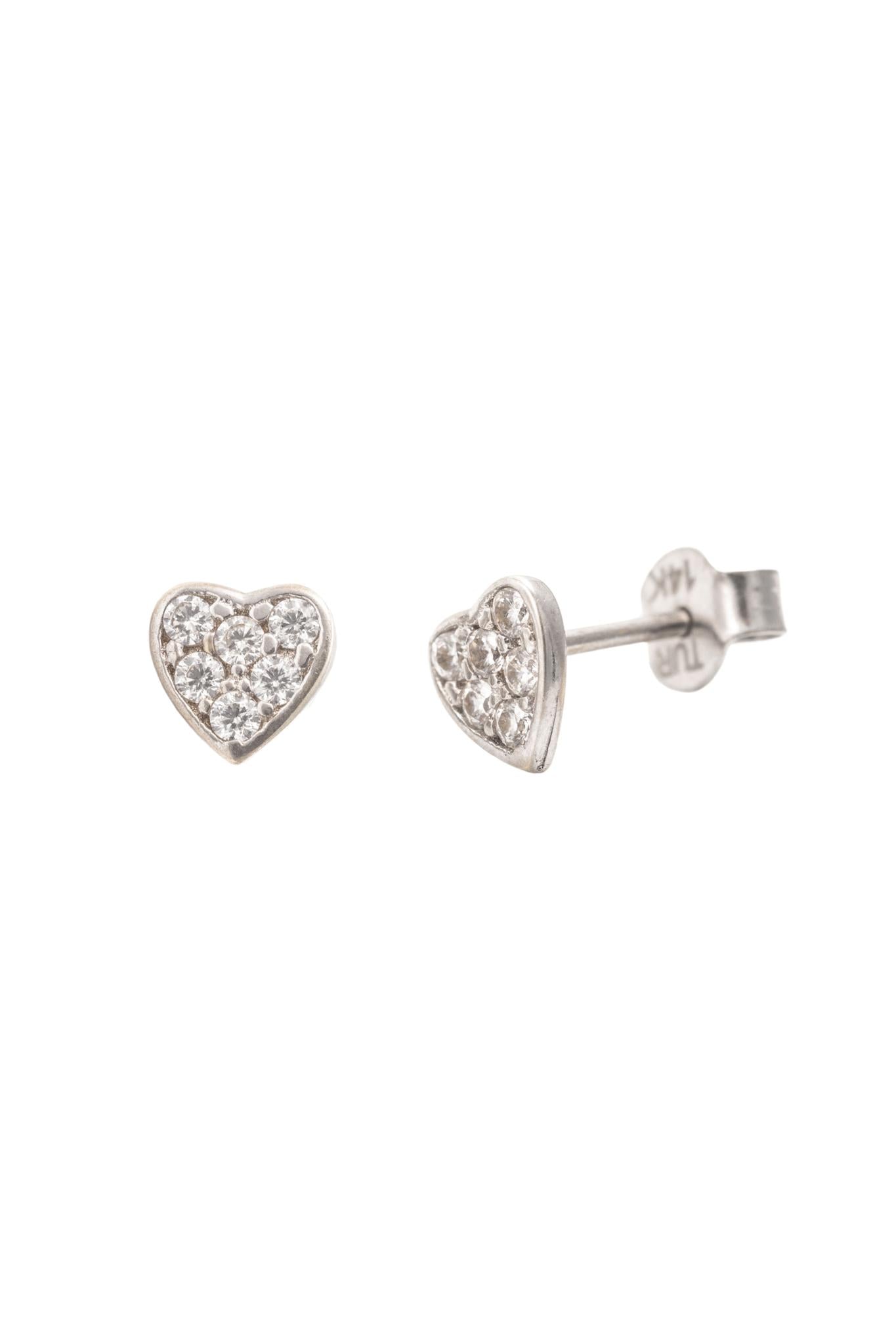 Arete de oro solido de 14 kilates con forma de corazón y zirconia en todo el centro .png