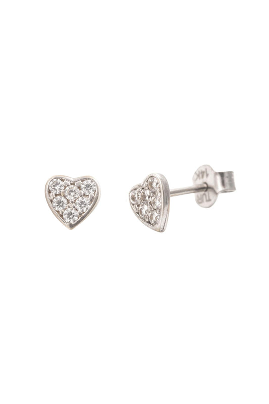 Arete de oro solido de 14 kilates con forma de corazón y zirconia en todo el centro .png