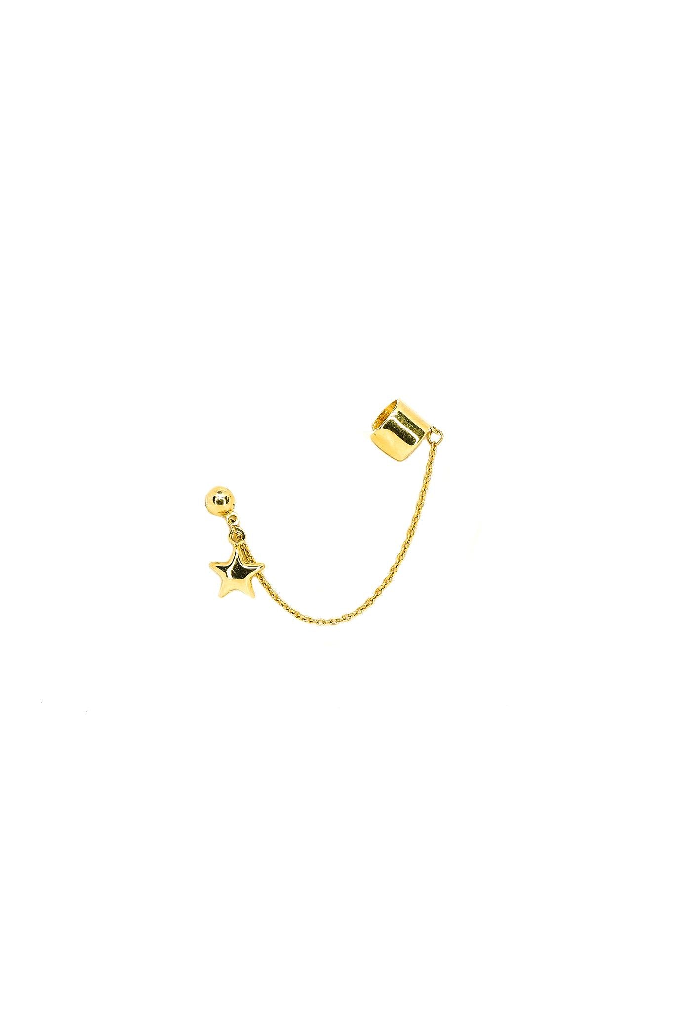 Arete de oro solido de 14 kilates con una cadena y una estrella.png