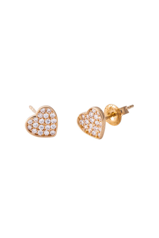 Arete de oro solido en 10 kilates con forma de corazón y zirconia en el centro.png