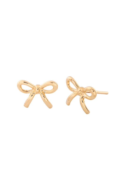 Arete de oro sólido en 10 kilates con forma de moño liso en oro amarillo..png