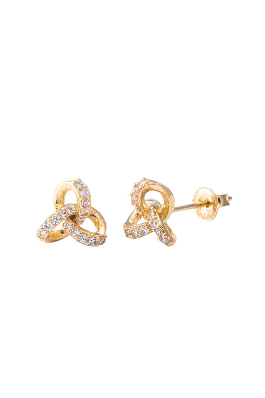 Arete de oro solido en 10 kilates con forma de nudo con zirconia .png