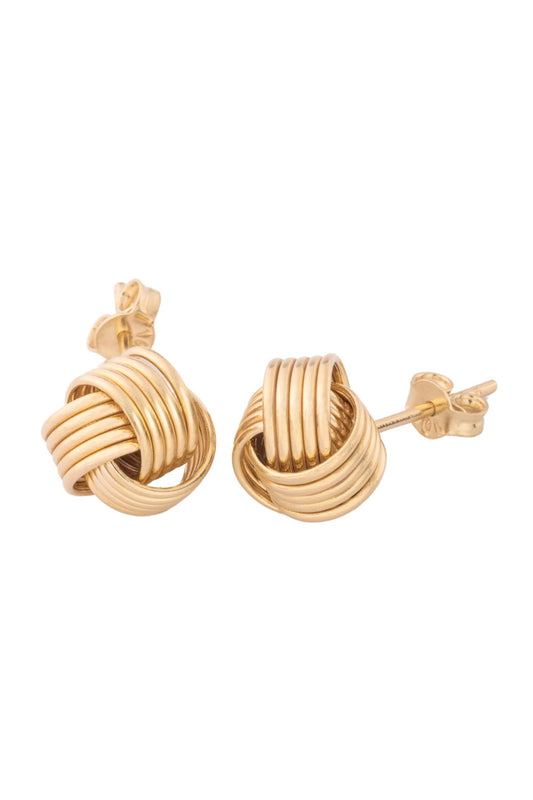 Arete de oro sólido en 10 kilates con forma de nudo de cuatro hileras lisas grande..png