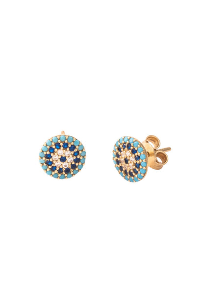 Arete de oro solido en 10 kilates con forma de ojo turco con piedra .png