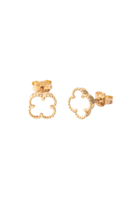 Arete de oro solido en 10 kilates con forma de trebol  con madre perla .png