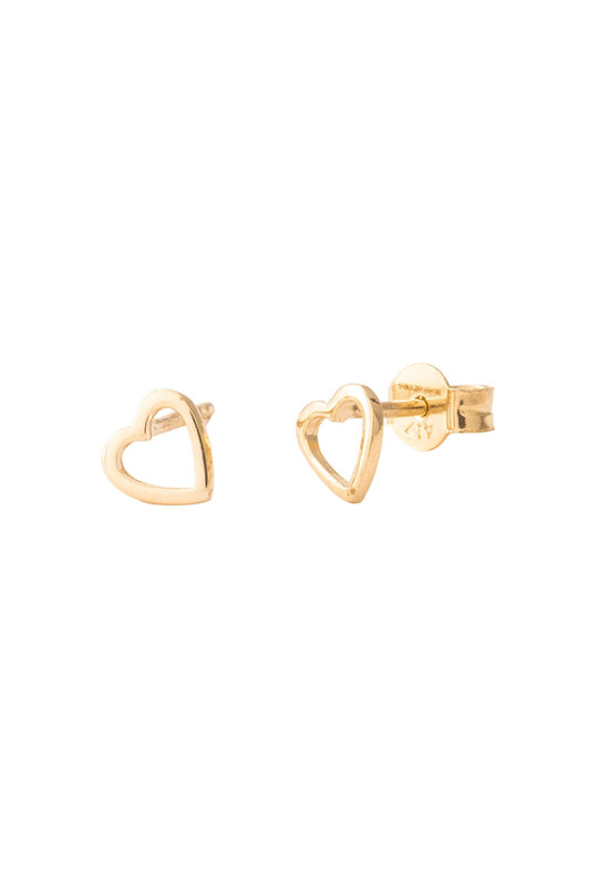 Arete de oro solido en 10 kilates con un controno de corazón .png