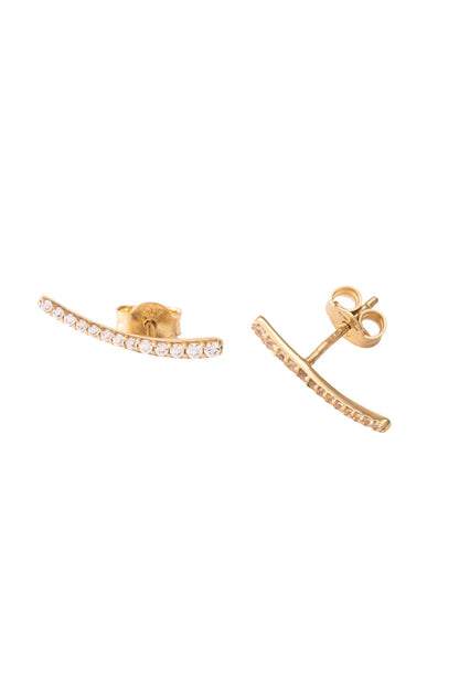Arete de oro solido en 10 kilates con una forma curva de zirconias.png