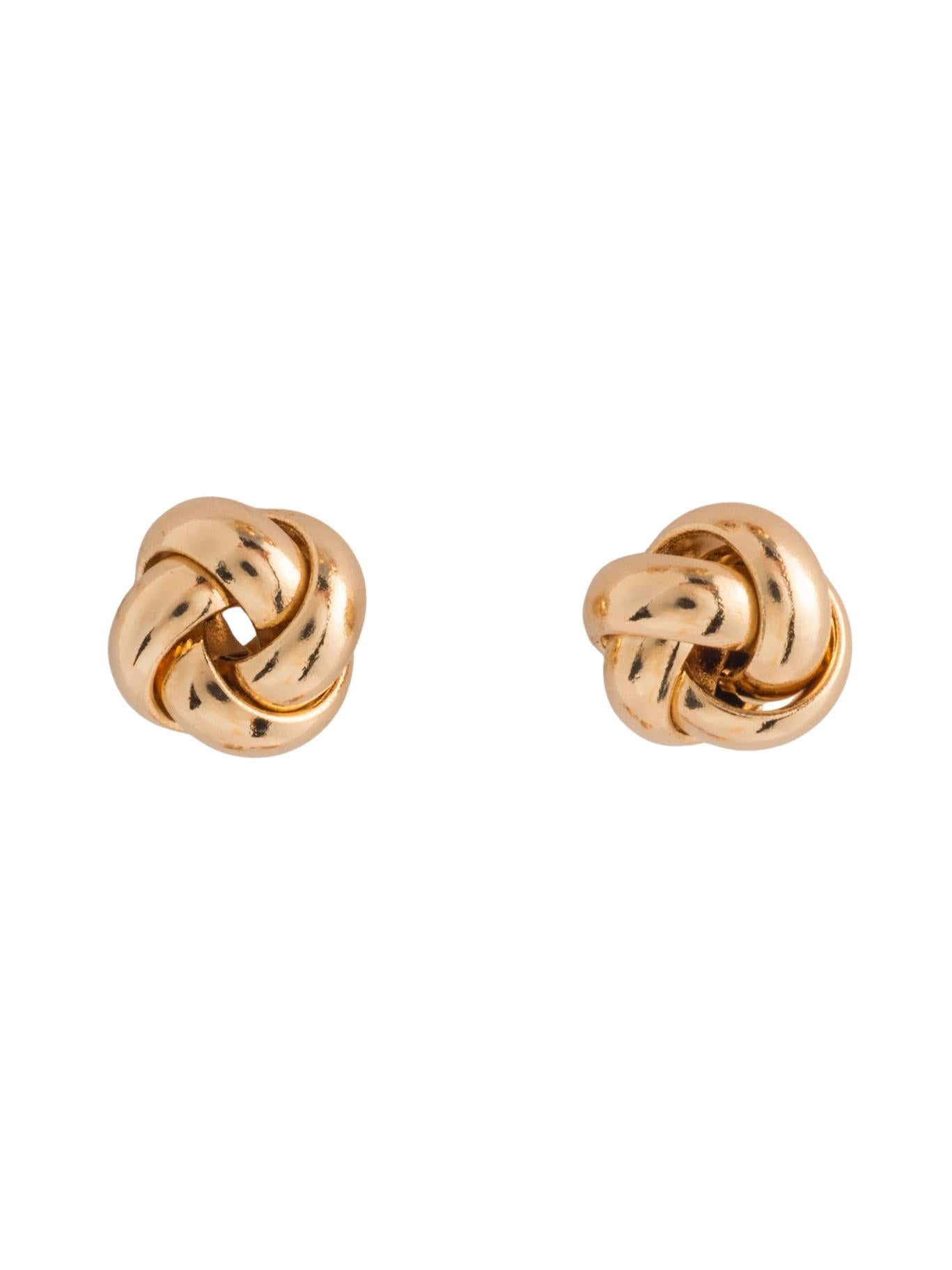 Arete de oro sólido en 14 kilates con nudo oro amarillo cuatro vueltas..png