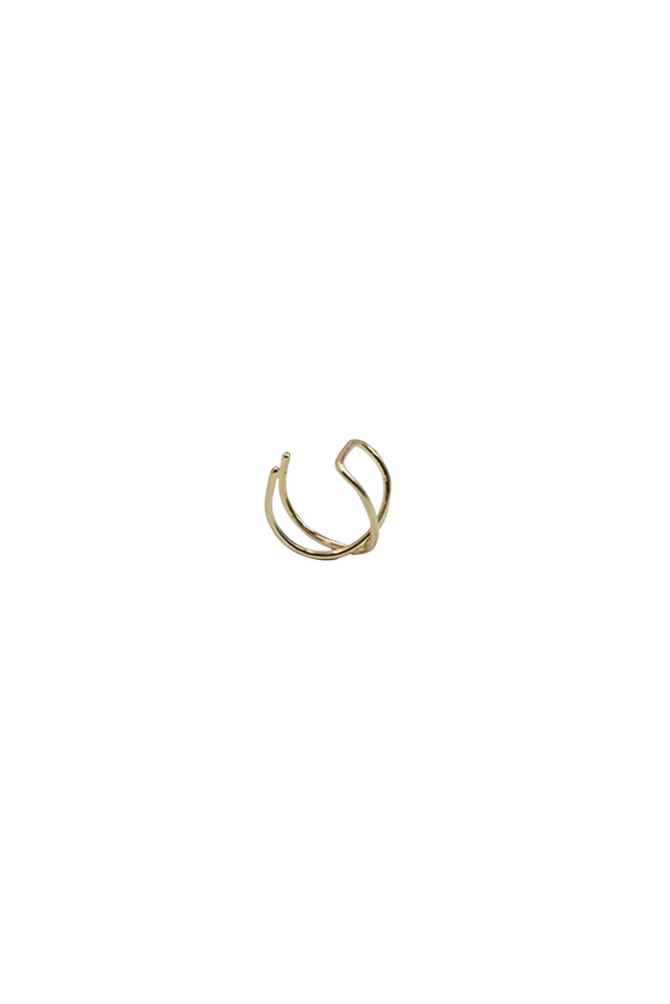 Arete ear cuff de oro sólido de 10 kilates con un cruce'.png