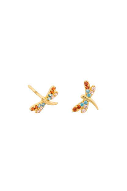 Arete en 10 kilates con libélula de zirconias de colores.png