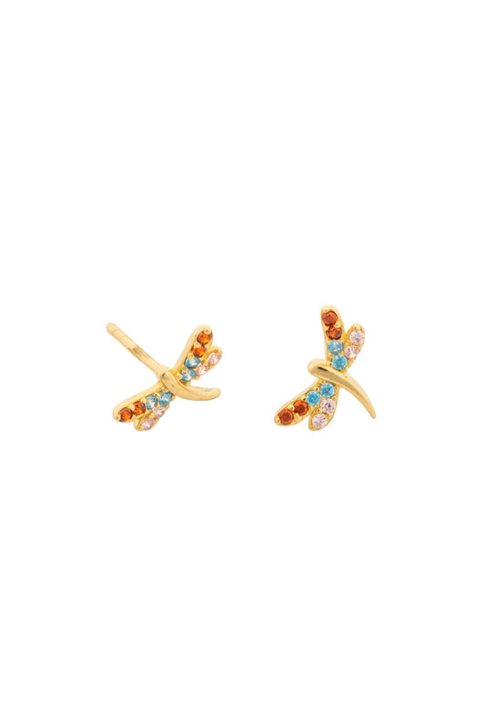 Arete en 10 kilates con libélula de zirconias de colores.png