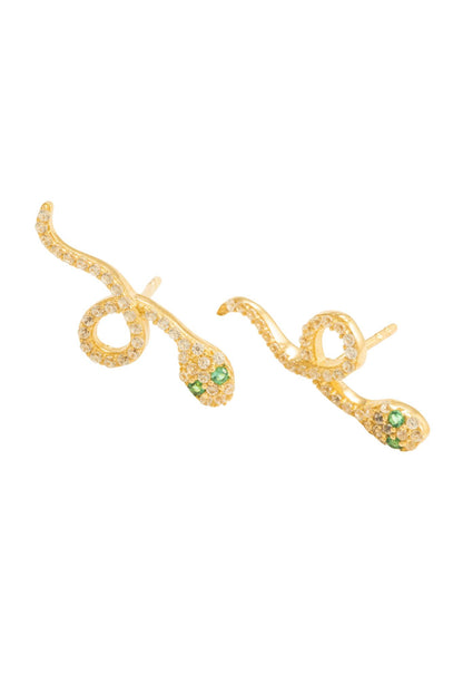 Arete en 10 kilates con serpiente y zirconias verdes.png