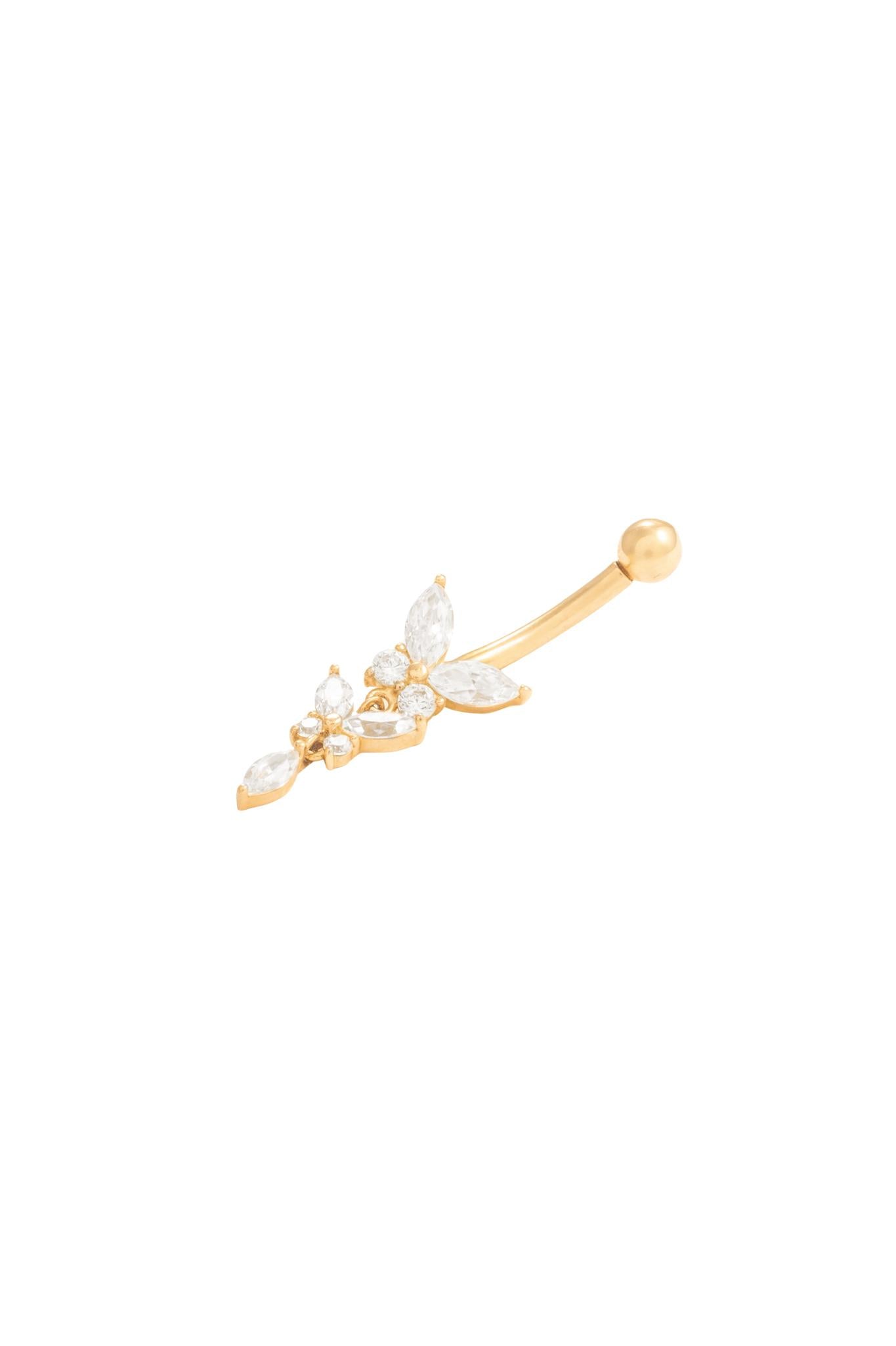 Arete ombligo en 10 kilates con doble mariposa en zirconia y zirconia colgante.png
