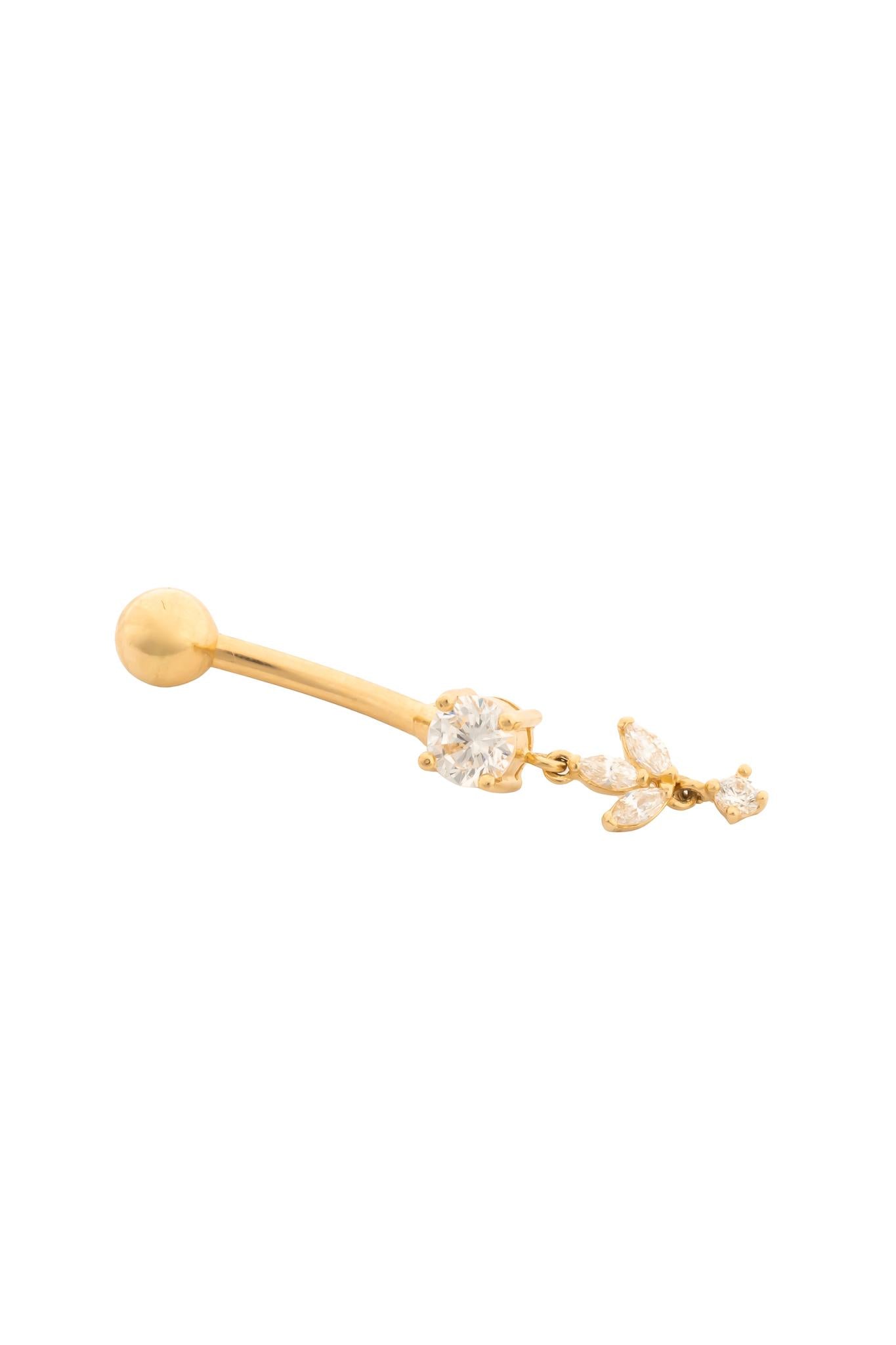 Arete ombligo en 14 kilates con zirconia colgante y pétalo de zirconia.png