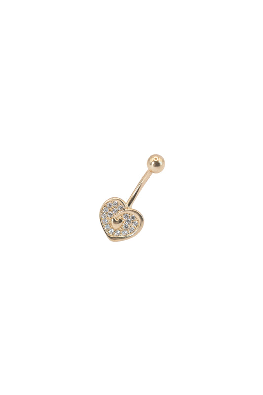 Arete piercing ombligo 14 kilates con bolita lisa y corazón zirconias..png