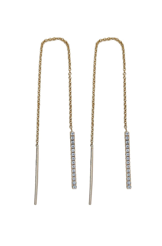 Arete violador de oro solido de 10 kilates con un estilo de cadena con zirconia al finalizar.png