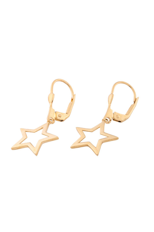 Arracada de oro sólido en 10 kilates con dije de estrella contorno liso..png