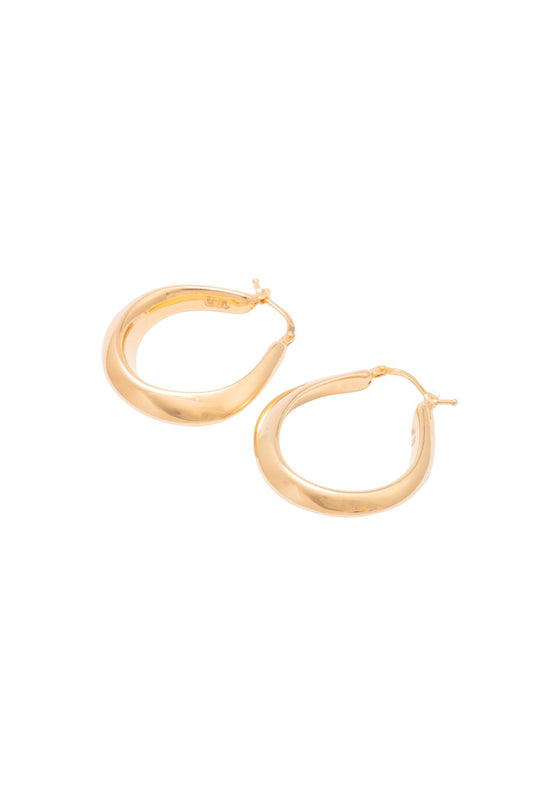 Arracada de oro sólido en 14 kilates con forma de U inflada irregular..png