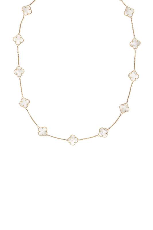 Collar de oro solido de 10 kilates con flor de cuatro pétalos madre perla.png