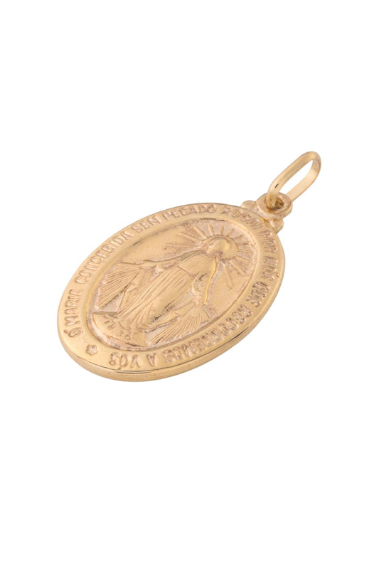 DIje de oro solido en 10 kilates con estilo de medalla milagrosa sencillo .png