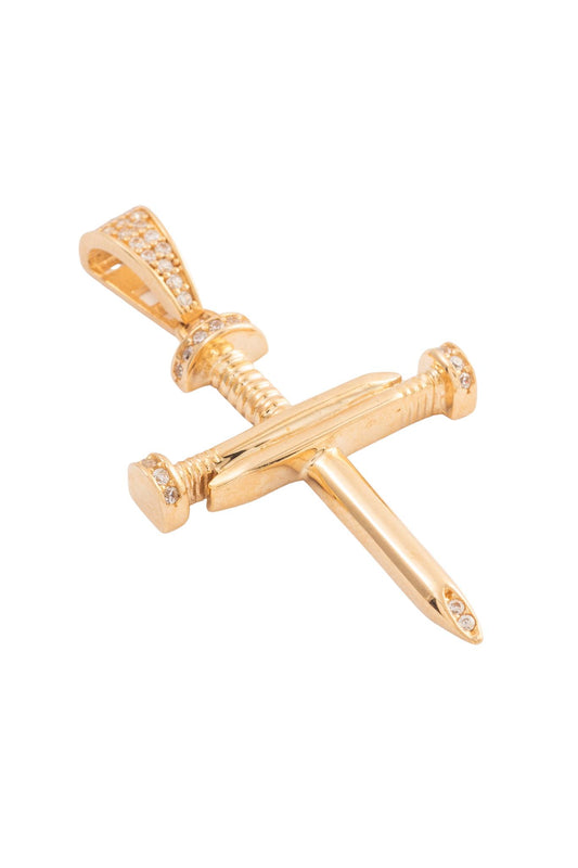 Dije 10 kilates clavos enlazados puntas de zirconias y asa de zirconias..png