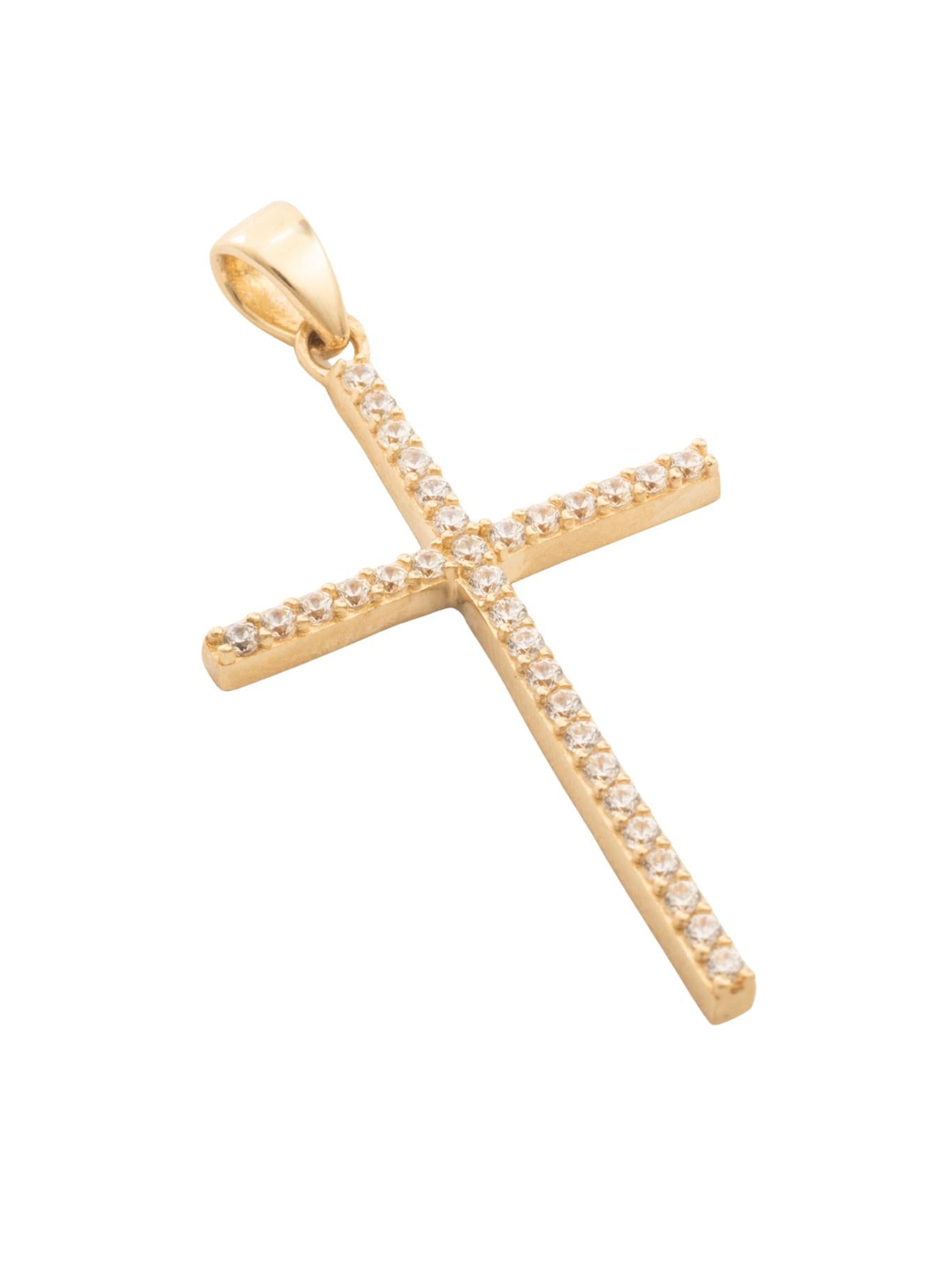 Dije 10 kilates cruz delgada de zirconias blancas y asa lisa.png