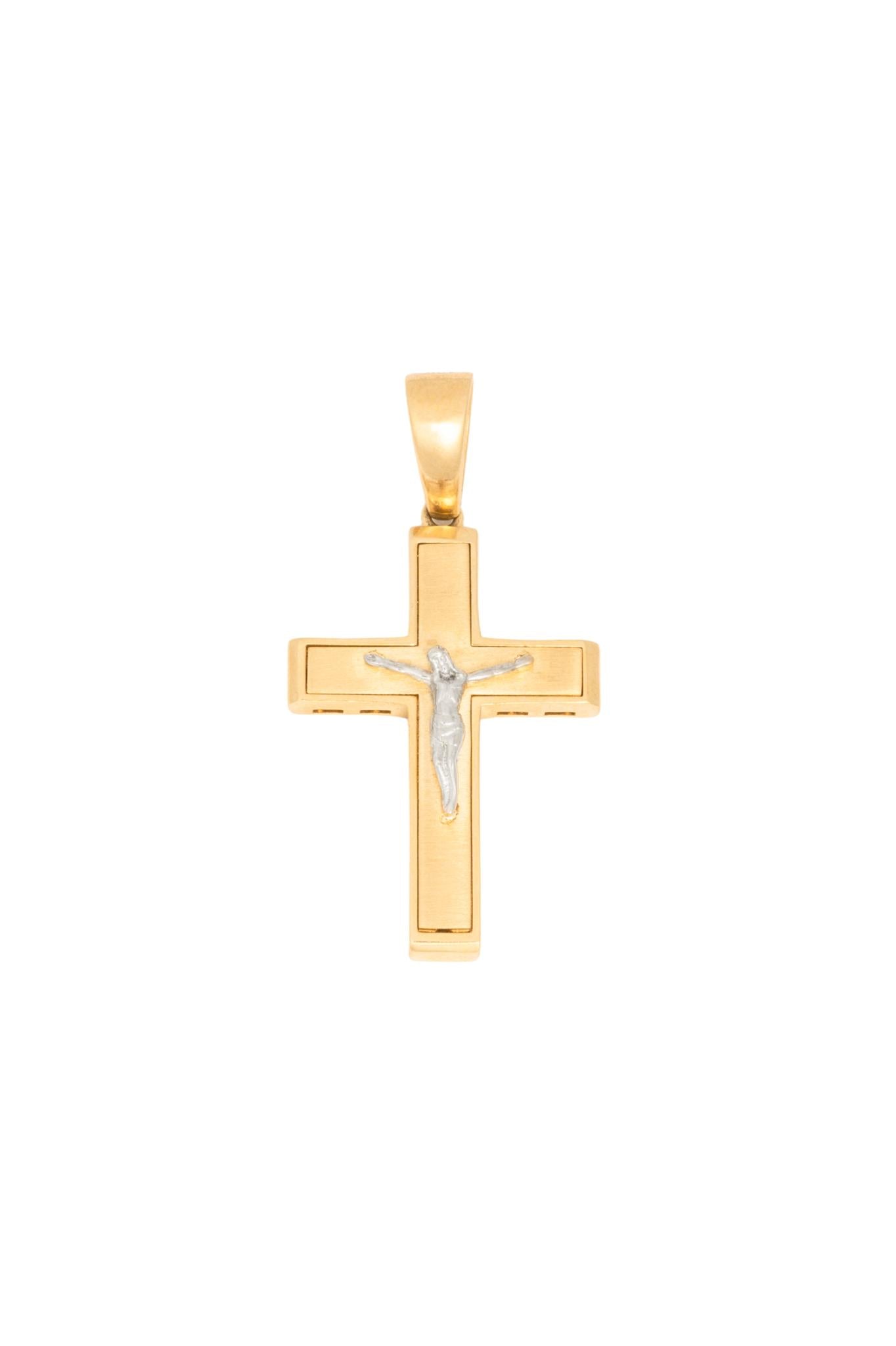 Dije 10 kilates cruz fondo mate y Cristo 3D oro blanco..png