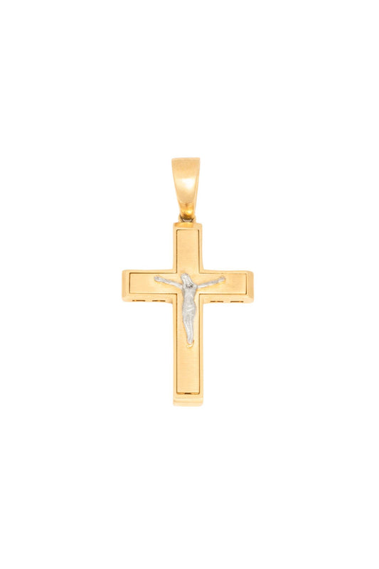 Dije 10 kilates cruz fondo mate y Cristo 3D oro blanco..png